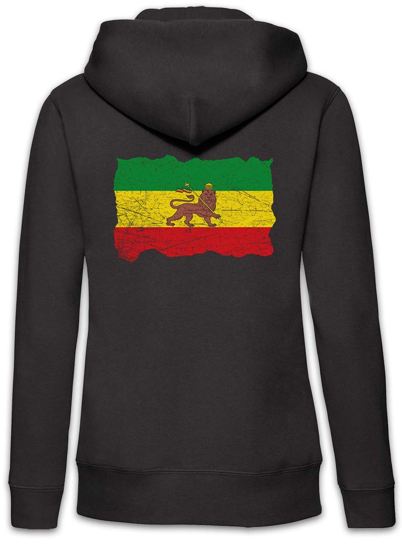 Urban Backwoods Ethiopia Rastafari Flag Felpa da Donna con Cappuccio Zip Hoodie Zipper