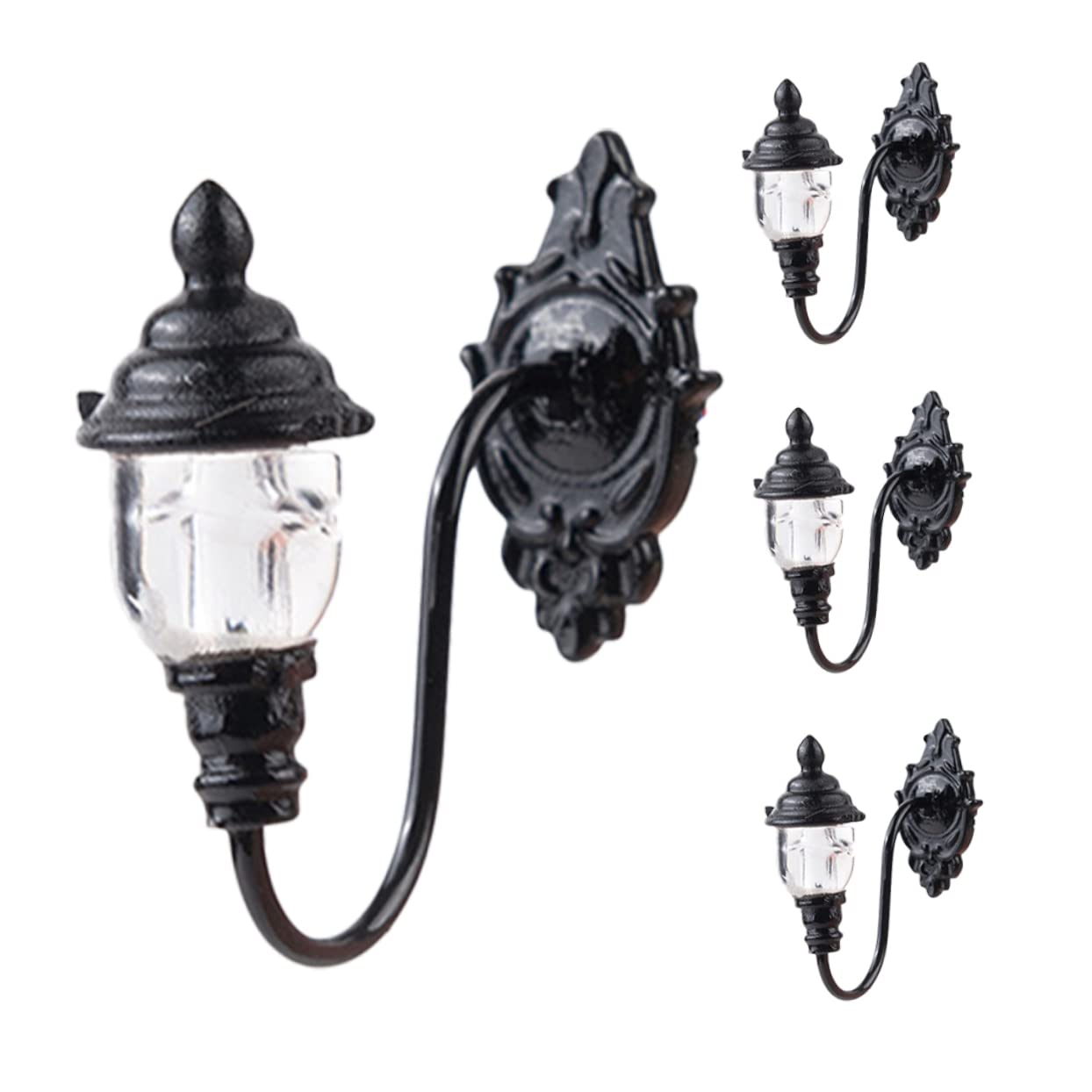 Toddmomy Mini Wall Lamp Model 4pcs Miniature Lamps DIY Sand Painting 1:87 Scale for Fairy Tale Living Room Decor
