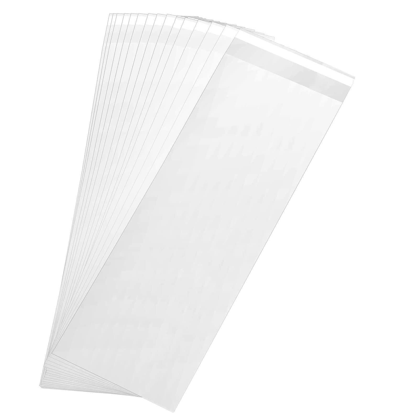 Somioco 200 pcs 4x10 in Long Resealable Cello Cellophane Bags Self Adhesive Cellophane Clear Treat Bags Opp Sealing Plastic Poly Bags 1.4 Mil for