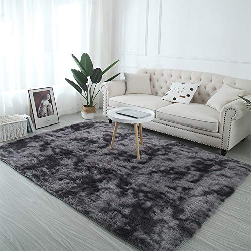 AMCER Cabecera Alfombras 160x180cm, Shaggy Alfombra para El Salón, contemporánea Duradero, para salón Dormitorio baño sofá Silla cojín - Gris