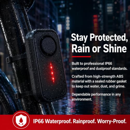 Image of Anti-Theft Bike Alarm with Remote, 113db Wireless Vibration Motorcycle Bike Alarms for Ebikes Scooter with LED Lights, Waterproof Car Alarm System with Motion Sensor, Bike Accessories