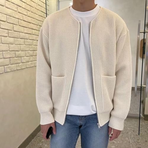 Trendy Cardigan for Men, Zip-Up Long Sleeve Loose Casual Knit Cardigan Sweater Jacket with Pockets3