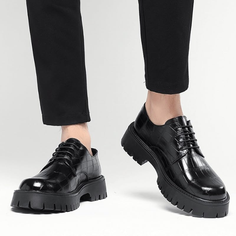 Men's Breathable Leather Wingtip Brogue Oxfords Modern Leather Business Casual Scale Pattern Comfort Formal Shoes Comfortable Round Toe Lace Up Loafers4