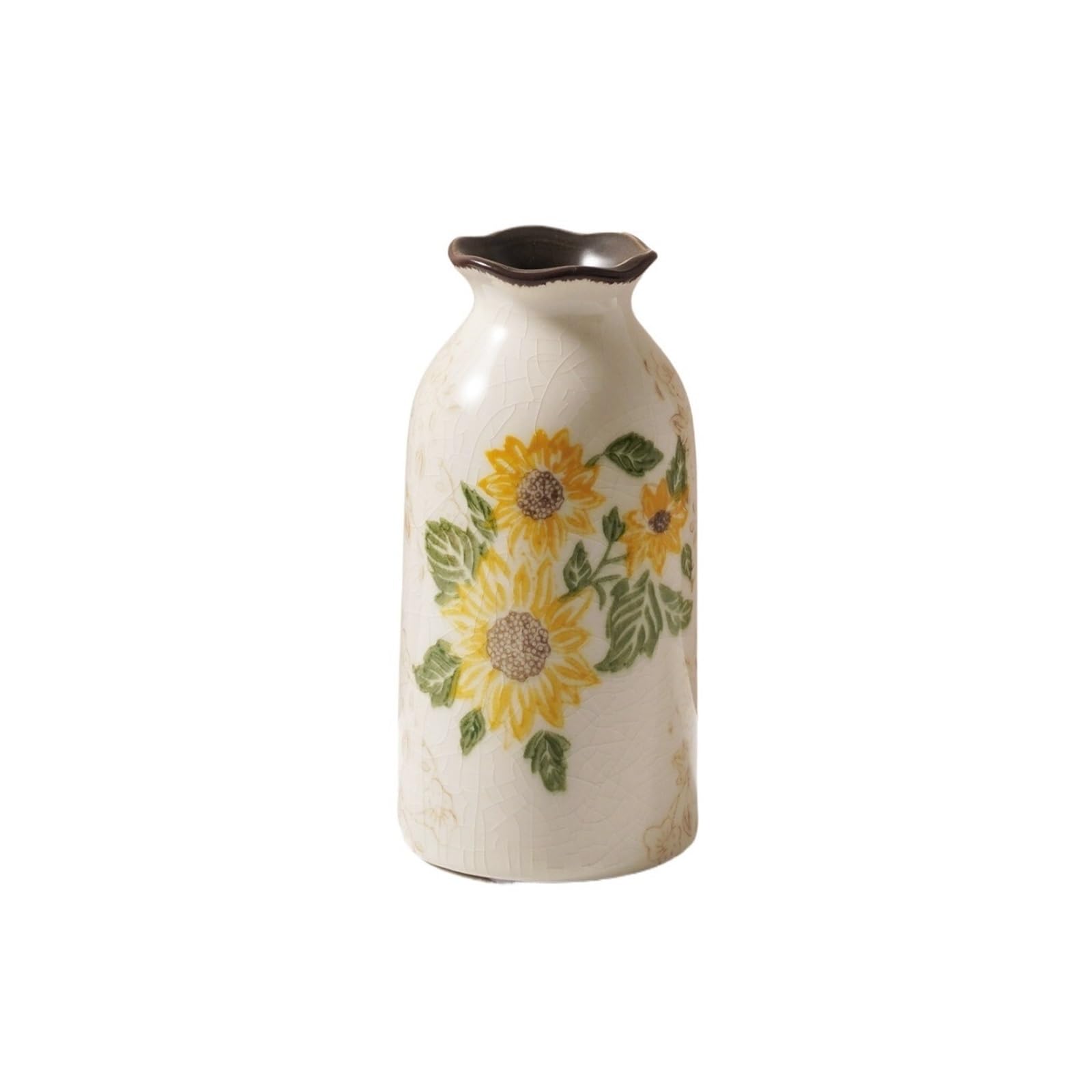 Lizhuzhuzs28 One Color Flower Vases Decorative Ceramic Sunflower Pattern Decorative Flower Vases Crackle Glaze Vase For Home Living Room, Table Centerpiece Flower Vases Decorative For Living Room(Small)