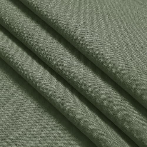 Image of Nanspring Olive Green Semi Sheer Curtains 72 Inches Long 2 Panels Set for Bedroom Back Tab Rod Pocket Light Filtering Privacy Drapes Cotton Linen Textured Farmhouse Living Room Curtain 52X72 Inches