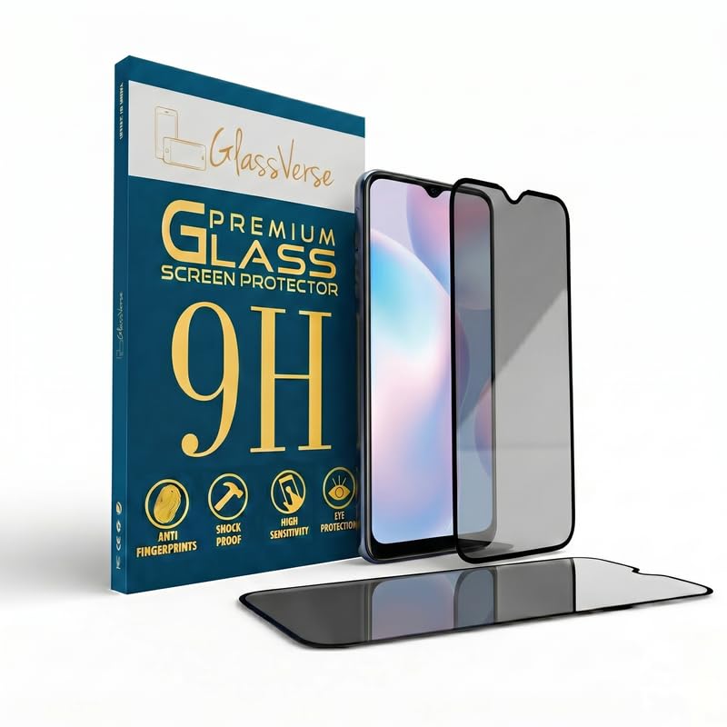 Image of GlassVerse Privacy Tempered Glass for Redmi 9 Active | Anti Spy Screen Protector, 9H Hardness, Edge to Edge, Case Friendly, Hassle-less Installation Kit Included. (Pack of 2)