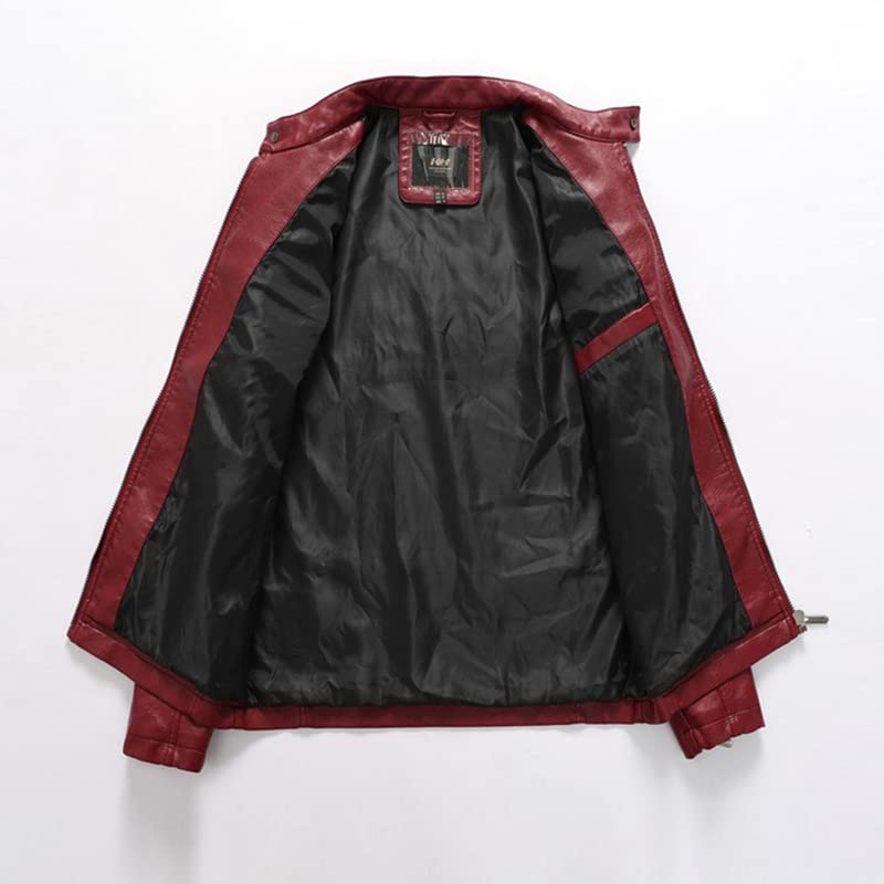 Men's Faux Leather Jacket Zip Up Casual Windbreaker Motorcycle Jacket Biker Outwear Coat3