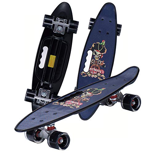 Mini Cruiser Retro Skateboard Komplettboard für Kinder Jugendliche mit LED Leuchtrollen und Tools für Anfänger