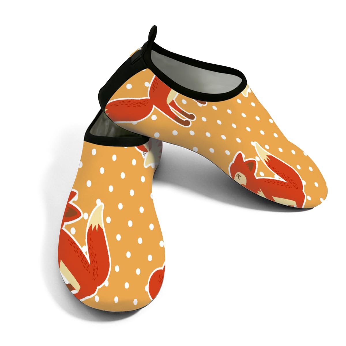 Water Shoes for Women Men Fox Polka Dot Beach Shoes Quick Dry Anti-Slip Barefoot Shoes Swim Aqua Socks Water Park Essentials for Boat, Pool, River, Surf -S