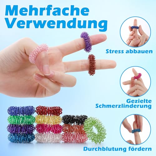YANGTSUNG Akupressur Ring, 12 Stück Fingermassagering Set für Stressabbau, Entspannung und Förderung der Durchblutung, 27 mm, Massage Finger, Fidget Ring für Erwachsene und für kinder (Farbig)