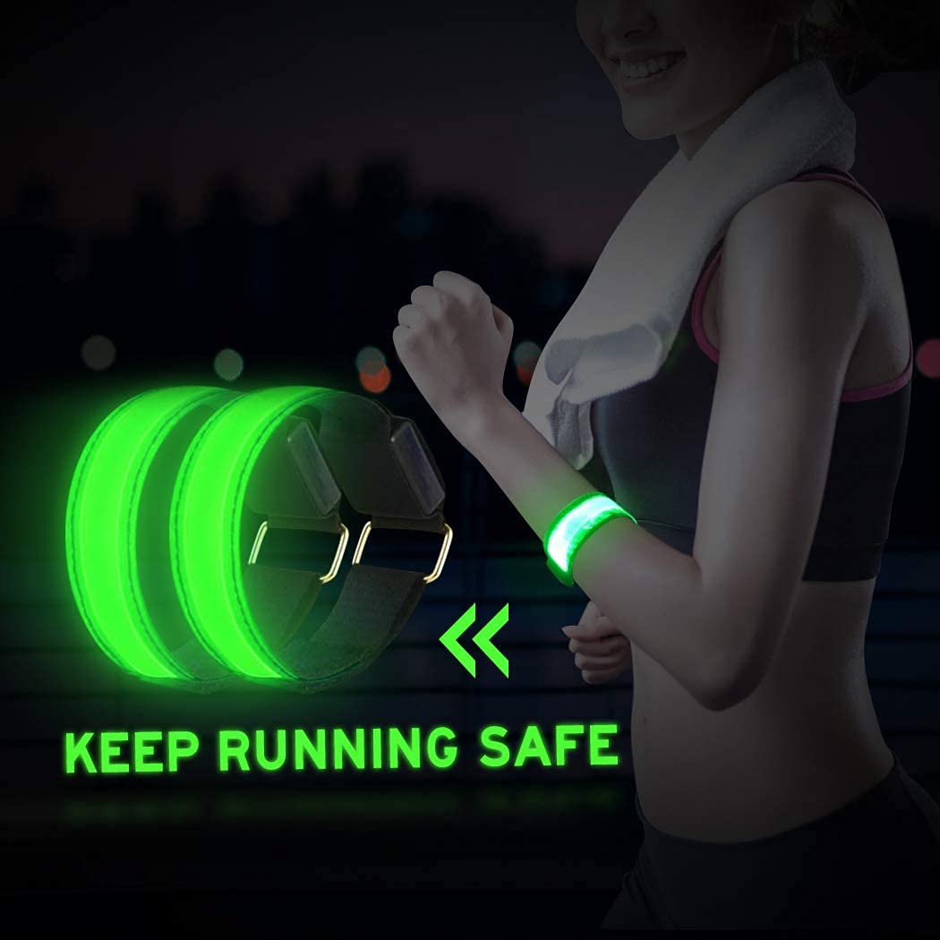 Brazalete LED, luces de correr de la brazaleta intermitente for los corredores Hombres y mujeres, LED reflectante LED Brazalete de seguridad LED Pulsera LED for correr, Ciclismo, Paseo de perros al ai