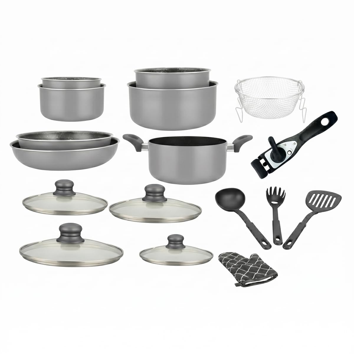 Batteria da cucina - Set di pentole a induzione - Set pentole e padelle per tutti i piani cottura - Set da cucina da 17 elementi "speciale cottura"