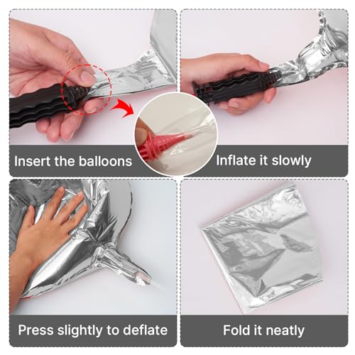 Image of PartyWoo Metallic Silver Foil Balloons 3pcs Large Round Giant 4D Balloons