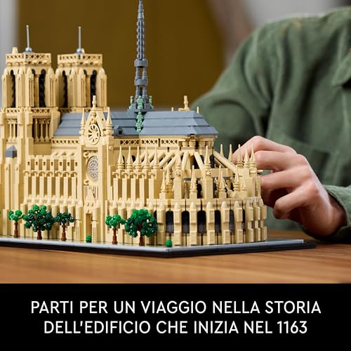 Architecture Notre-Dame de Paris, Kit Modellismo per Adulti da Costruire, Modellino di Monumento da Collezione, Gadget Regalo di Compleanno per Mamma, Papà, Amanti della Storia 21061 - Lego - Immagine 2
