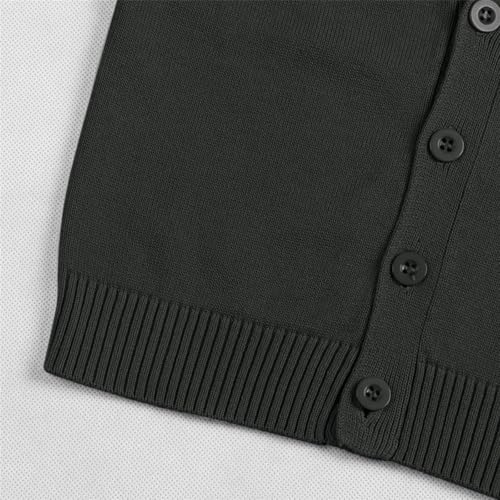 Girls' and Toddler Long Sleeve Button Front Cardigan Cute V-Neck Uniform Sweater Kids Casual Open Front Chunky3