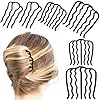 6 Piece Metal Hair Side Combs Hair Fork Clip Teeth Hair Pin Stick for Updo Bun, U Shape for Vintage Hairstyle Hair Accessories(Black-4/7 teeth)