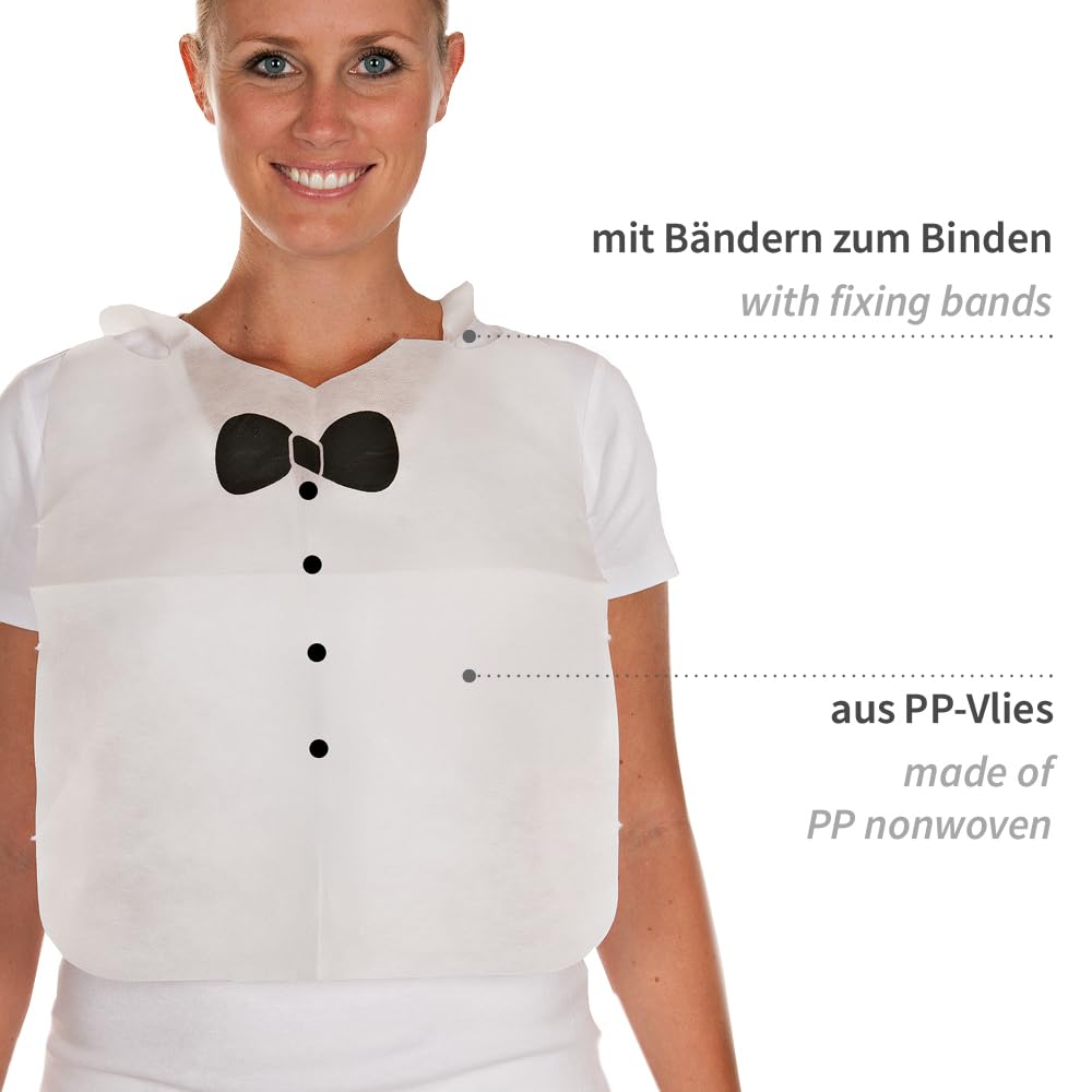 FRANZ MENSCH 500 Stück walking Gästelätzchen | PP, weiß, L: 43,5cm, B: 35cm, Karton, Gästelätzchen, Kleiderchutz, Einweg-Lätzchen