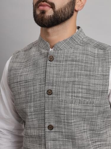 Image of LATEST CHIKAN Men's Traditional Cotton Solid Nehru Jacket /Waistcoat