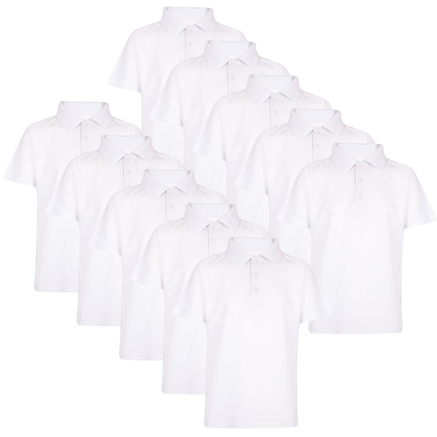 A2z 4 Kids Boys White 10 Pack Cotton T-Shirt Plain - Pl Polo T Shirt 15-16