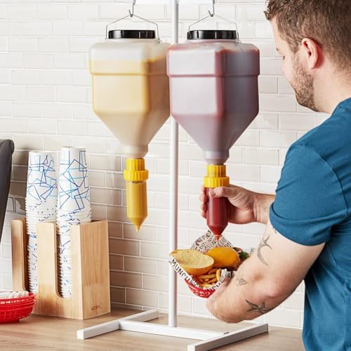 Dispensador de salsa colgante recargable con botella exprimidora de gran capacidad 6