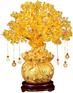 BESPORTBLE Crystal Money Tree for Fortune Money Good Luck Wealth Feng Shui Bonsai Quartz Feng Shui Citrine Home Office Shop Decor Gold Coin Base