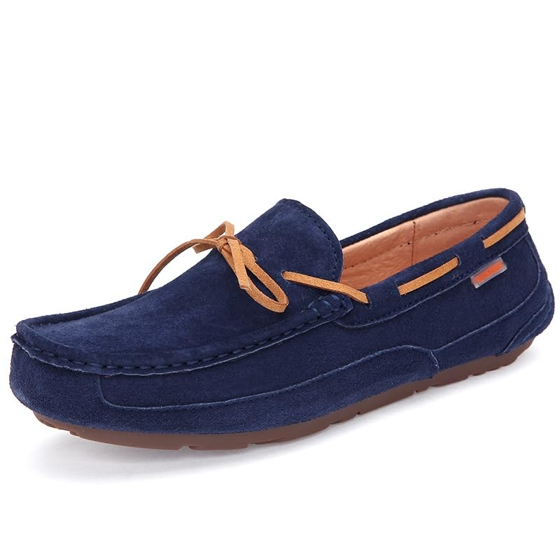 Loafers for Men Round Toe PU Leather Moccasins Boatshoes Comfortable Flat Heel Resistant Classic Prom Slip On