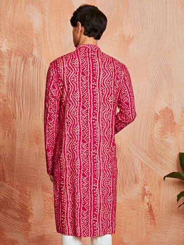Image of VASTRAMAY Men's Bandhani Rayon Kurta