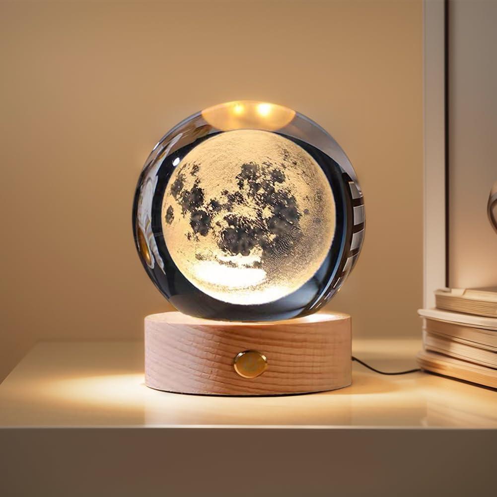 3D-zonnestelsel kristallen bol met led-basis, astronomie 3D-zonnestelsel kristallen bol met led-basis, astronomie