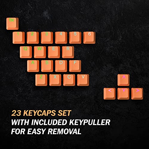 Image of HK Gaming Rubber Keycaps Set | Anti-Slip Texture | Doubleshot Backlit Keycap Set | 23 Keys OEM Profile Key Set | for Mechanical Keyboard | Compatible with Cherry MX, Gateron, Kailh | Orange