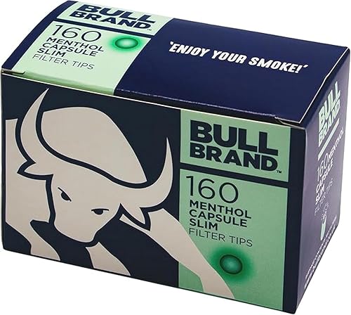 BULL BRAND Puntas de filtro de mentol Crushball Slim - Filtros de mentol activados por aplastamiento de calidad de 6 mm para personalizar tu humo - 1 paquete de 160 piezas (total 160 piezas)