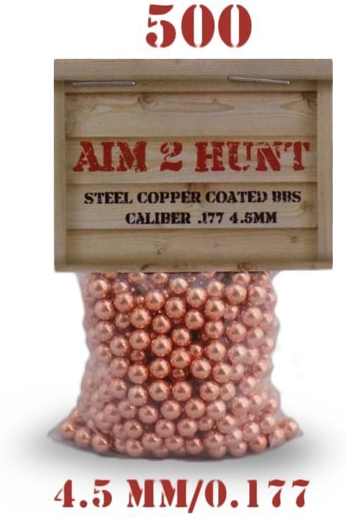 Aim2Hunt 500 X 4.5 mm/0.177 BB BBS PREMIUM GRADE COPPER COATED BALLS FOR AIRGUNS