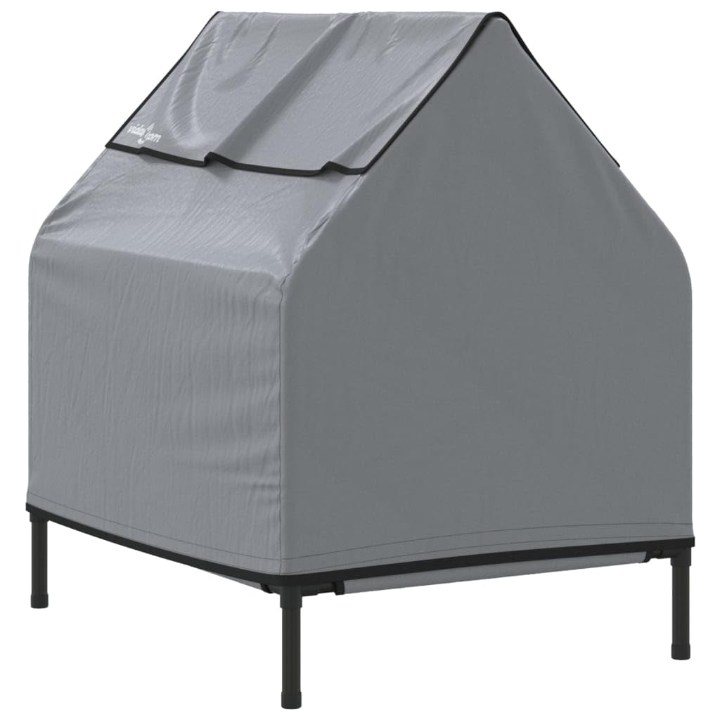 Hundehütte Hellgrau aus Oxford-Gewebe mit Stahlgestell, 90 x 65 x 85 cm, wetterfest und isoliert, faltbar für Outdoor und Indoor, komfortabler Schlafplatz für Hunde und Welpen