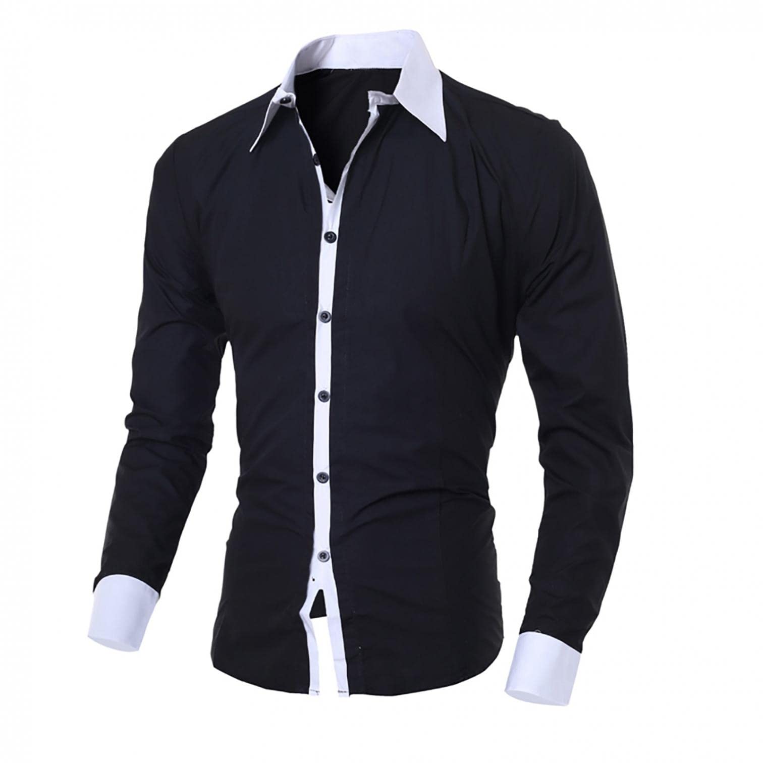 Men's Casual Long Sleeve Stretch Dress Shirt Wrinkle-Free Regular Fit Work Office Business Button Down Shirts Tops