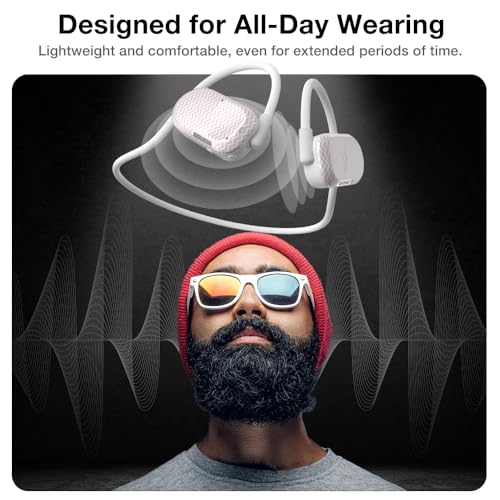 Image of Purity Air Open Ear Headphones - True Air Conduction Wireless Bluetooth Open Ear Earbuds with Dual Mic for iPhone /Android - Secured Long Wearing Comfort, Sports Sweat Resistant (Pink Chevron)