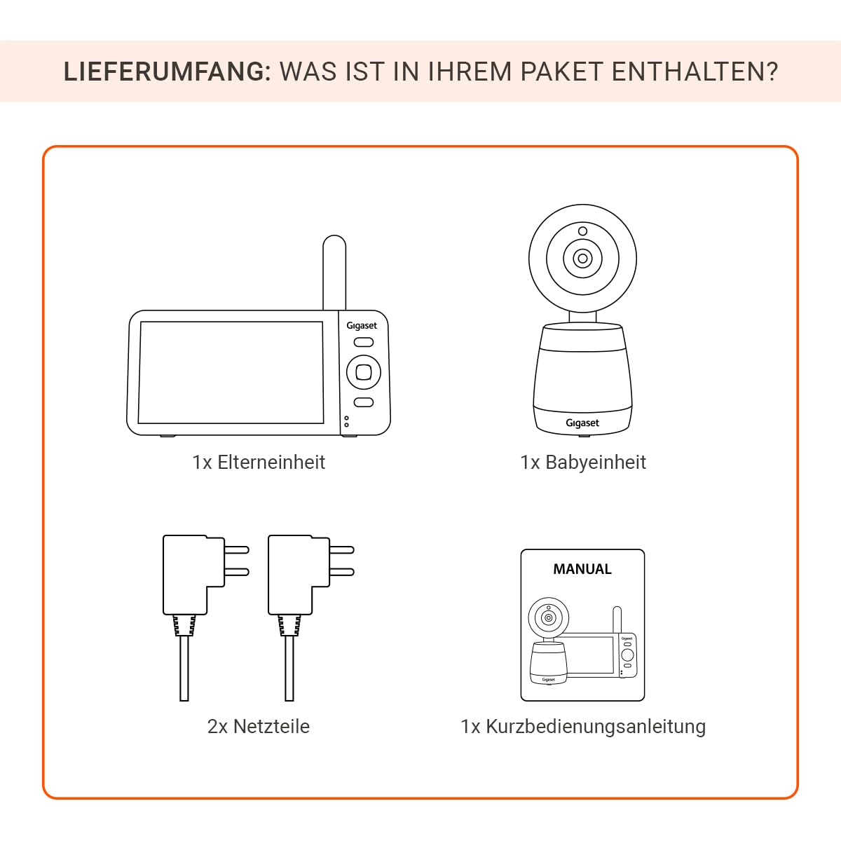 Gigaset Baby 700 Connected–Video-Babyphone mit 5,5"-Full HD-Touchscreen–Sichere FHSS & WLAN Übertragung–Lange Akkulaufzeit-große Reichweite-mit Gigaset App, Cream White/Warm Grey [Deutsche Version]