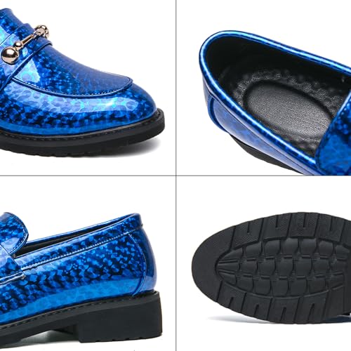 Men's Patent Leather Slip On Dress Loafers Fashion Pointed Toe Causal Business Formal Oxfords Sparkle Wedding Party Prom Shoes3