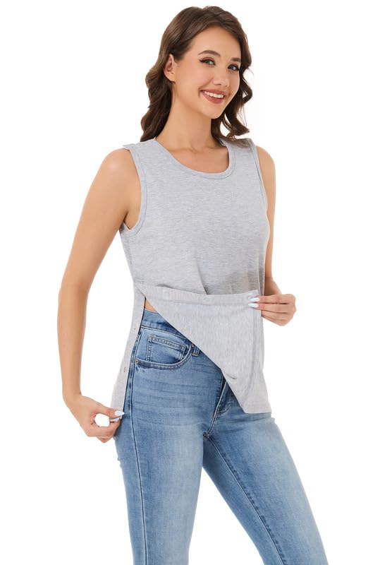 Post Surgery Magnetic Button Shirt for Women – Sleeveless Recovery Tank with Full Magnetic Closures on Shoulders & Sides4