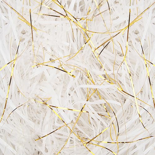 TXXATX 270g Füllmaterial Geschenk Geschreddertes Papier Weiß Hamper Shred Raffia Verpackungsmaterial Füllmaterial Schwarz Geschenk Füllung für DIY Dekorations Pakete Geschenkbox Präsentkorb