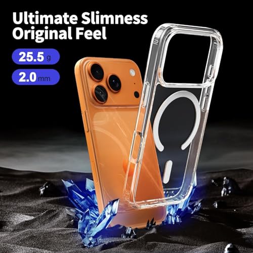 Image of Elzzi Clear Transparent Magsafe Cover for iPhone 17 Pro Case (Compatible with Mag-Safe) Non Yellowing Non Slippery Shockproof Phone Case