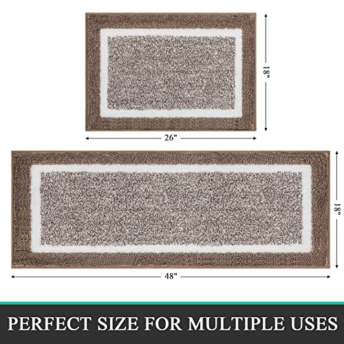 Pauwer Bathroom Rugs Sets 2 Piece, Non Slip Bath Mats for Bathroom, Absorbent Bath Rugs Floor Mat, Machine Washable Shower Rugs for Bathroom Floor, Tub and Shower