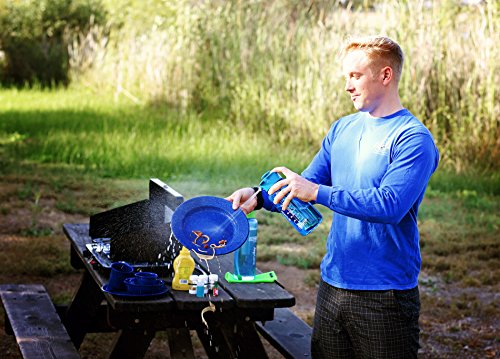 Lunatec Aquabot sport water bottle - a pressurized mister, camp shower and hydration in one. BPA free. Blue 650mL