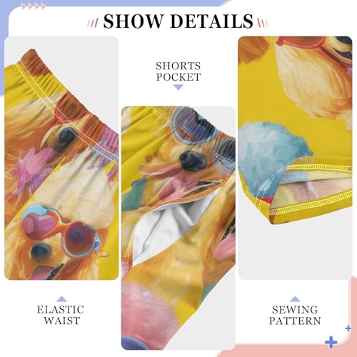 ZZXXB Poodle with Glasses Print Boys Long Pants Soft Trousers Elastic Waist Kids Lounge Bottoms with Pockets S-XL4