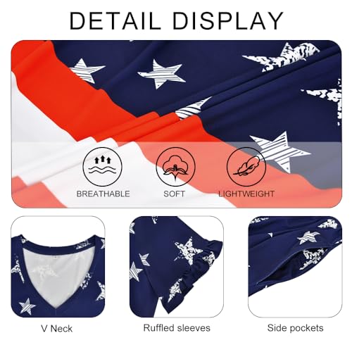 Image of RITERA Plus Size Dresses for Curvy Women Summer Spring Womens Dress V Neck Short Sleeve Casual Dress with Pockets XL-5XL