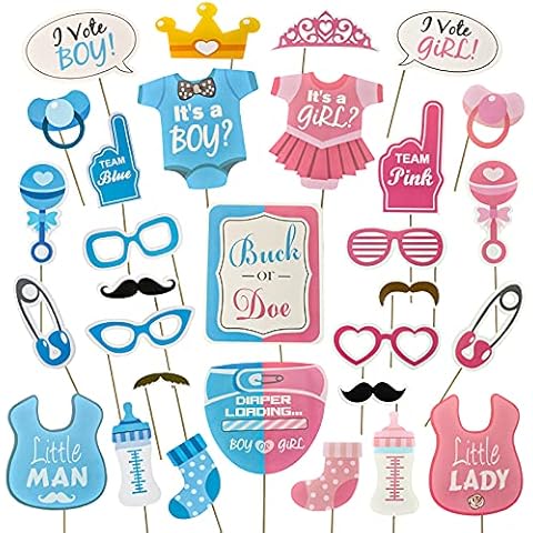 AIBAOBAO Baby Shower Decorations Unisex, 30PCS Baby Shower Games Photo Booth Props, IT’S A BOY and IT'S A GIRL Confetti Gender Reveal Decoration for Baby Shower Decorations Supplies Cover