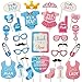 AIBAOBAO 30 Stück Foto-Requisiten Baby Junge Mädchen Party Zubehör Fotobox Dekoration Dem Kinder Geburtstag, Boy Girl Deko Babyflasche Brille Requisiten DIY Kit Mit Holzstäbchen Blau Rosa