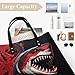 LDGSUPH Red-black Shark Tote Bag PU Leather Hobo Bags Large Grocery Bags Lightweight Fashion Handbag Large Shoulder Bag