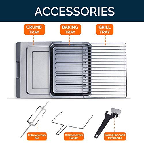 Inalsa Otg Oven For Kitchen 30 Ltr-1500W Cake Baking Oven Toaster Grill With Rotisserie Convention|Double Glass Door|Cool Touch Handle|Temperature & Timer Control,2 Yr Warranty-Eurochef30Bkrc, Black - Image 6