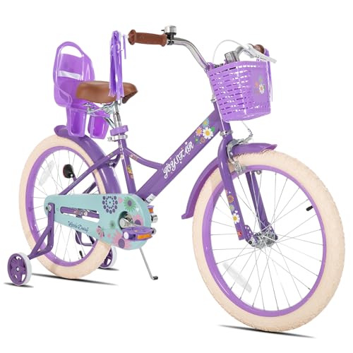 Image of JOYSTAR Little Daisy Kids Bike for Girls Boys Ages 2-10 Years, 12 14 16 20 Inch Girls Bikes with Doll Bike Seat & Streamers, Boys Bike with Flag & Number Plate, Multiple Colors