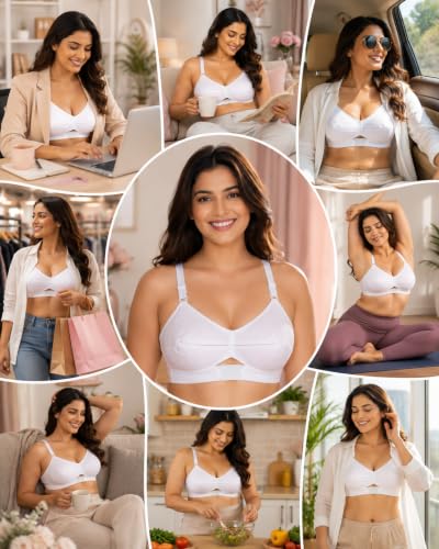 Image of SONA Women's Moving Cotton Full Coverage Non Padded Cotton Straps Bra | Breathable Fabric Pure Cotton Adjustable Straps All-Day Wear