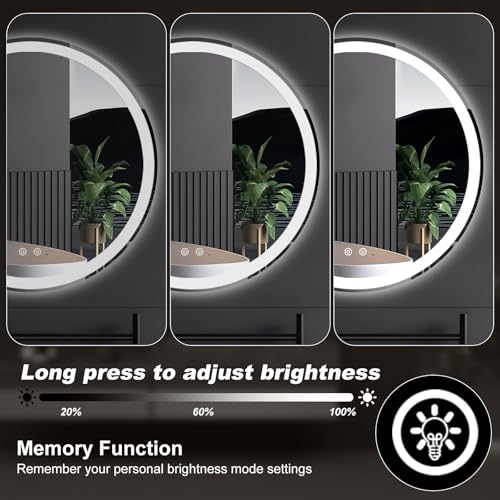 Image of NEWBULIG 24 Inch Round LED Bathroom Wall Mirror with Lights, Light up Vanity Bathroom Mirror for Over Sink, Anti-Fog and Dimmable, Front Light and Backlit, Memory Function, Shatter-Proof, White